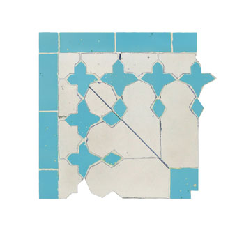 Mosaic House Moroccan tile Zanar Corner 1-13 White Light Turquoise  zellige, mosaic, zellij, border, glaze, traditional, classic 